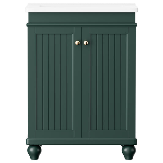 COOLHUT 24" Bathroom Vanity with Ceramic Basin and 2 Doors, Freestanding Bathroom Vanity and Sink Set