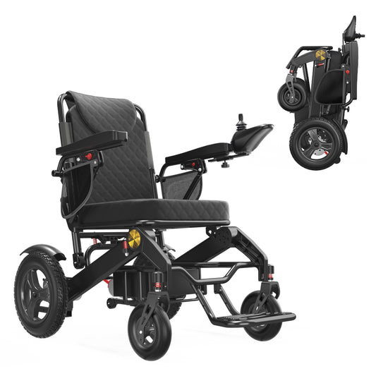 Foldable Lightweight Electric Wheelchair with Adjustable Backrest for All Terrain Airline Approved