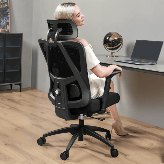Ergonomic Black Mesh High Back Office Chair With Adjustable Lumbar Support