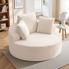 COOLHUT 59" Oversized Round Chaise Lounge Sofa, Cozy Round Chaise Lounge Sofa Bed, Fluffy Plush Deep Seat Sofa, Comfy Upholstered Sleeper Couch for Living Room, Bedroom