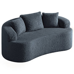 COOLHUT 65" 3 Seater Sofa Couch, Plush Floor Sofa Couch with Cozy Cushions & 3 Pillows, Curved Back Teddy Fabric Sofa for Living Room, Small Space