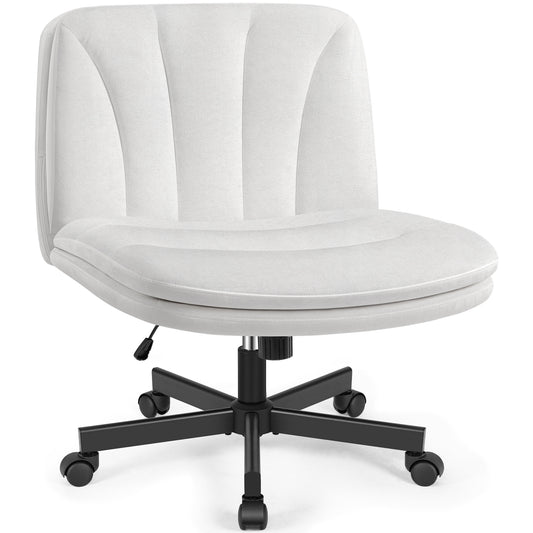 26" W Criss Cross Chair with Wheels, Cross Legged Office Chair