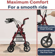 2-in-1 Aluminum Wheelchair Folding 4-Wheel Walker Rollator With Adjustable Handles
