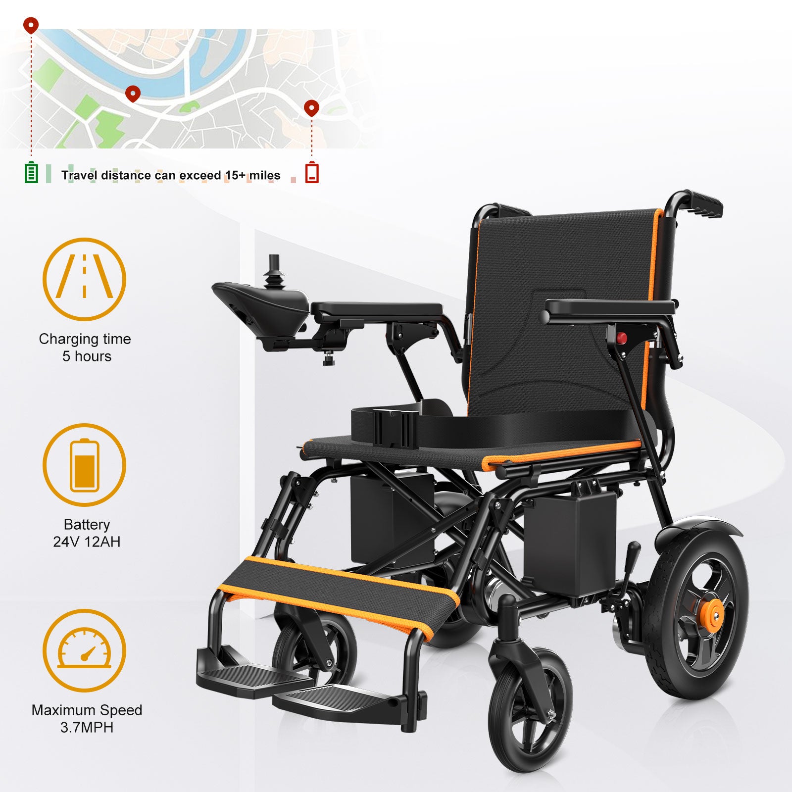 Portable Electric Wheelchair Lightweight Foldable for Adults Seniors