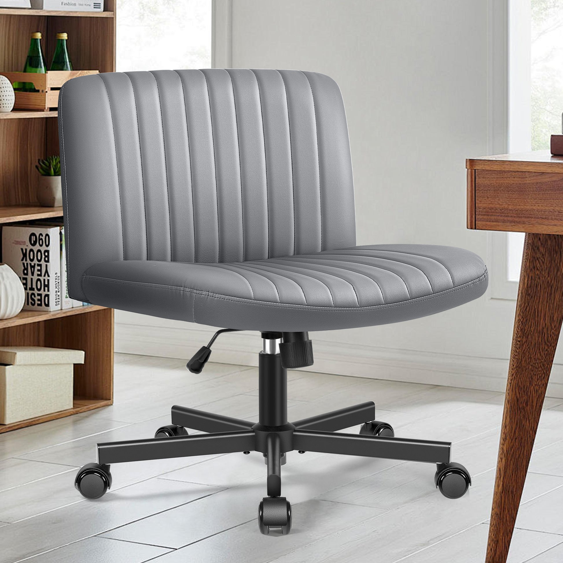 Kerdom Office Armless Chair Cross Legged with Adjustable Height