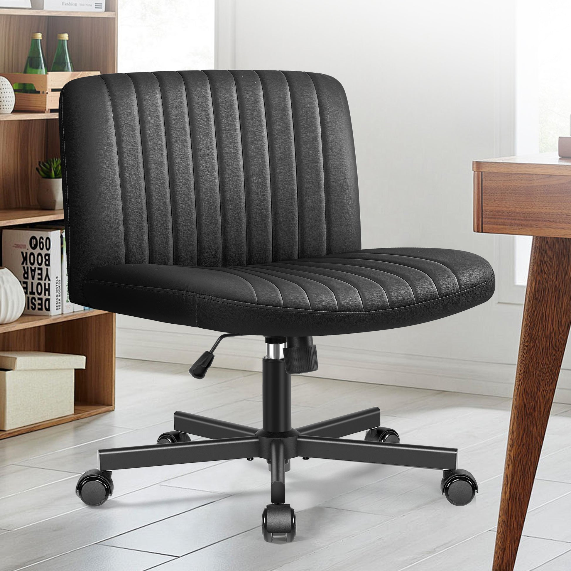 Kerdom Office Armless Chair Cross Legged with Adjustable Height