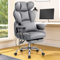 Big and Tall  Leather Executive Back Support Office Chair With LegRest