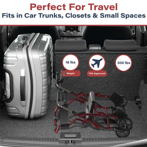 2-in-1 Aluminum Wheelchair Folding 4-Wheel Walker Rollator With Adjustable Handles