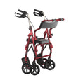 2-in-1 Aluminum Wheelchair Folding 4-Wheel Walker Rollator With Adjustable Handles