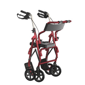 2-in-1 Aluminum Wheelchair Folding 4-Wheel Walker Rollator With Adjustable Handles