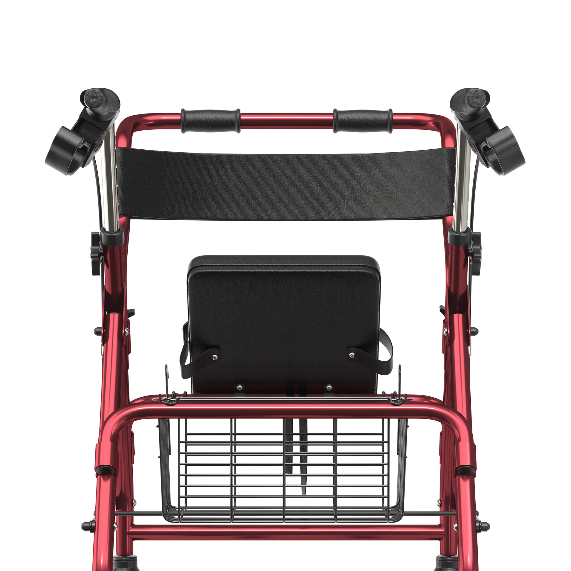 2-in-1 Aluminum Wheelchair Folding 4-Wheel Walker Rollator With Adjustable Handles