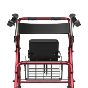 2-in-1 Aluminum Wheelchair Folding 4-Wheel Walker Rollator With Adjustable Handles