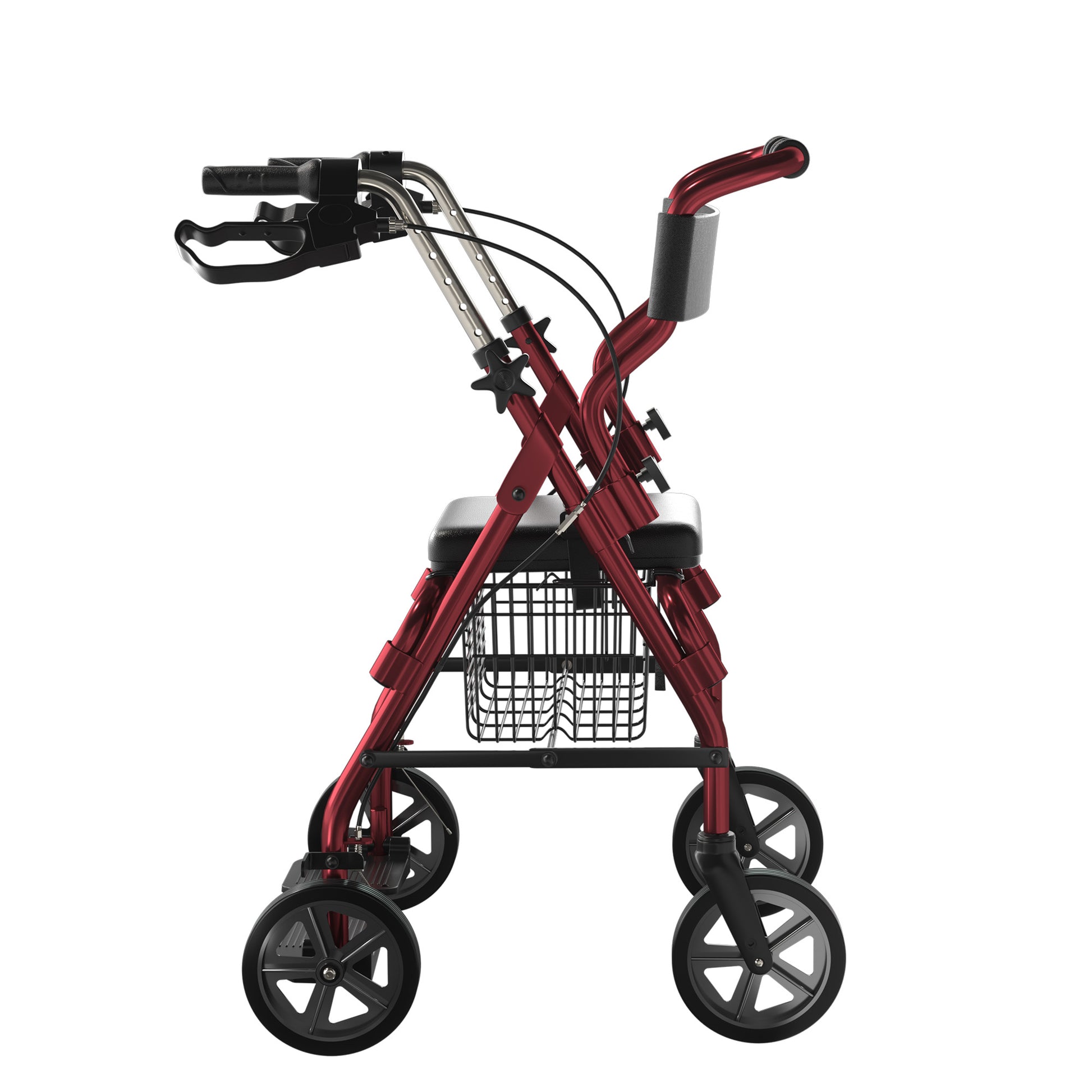 2-in-1 Aluminum Wheelchair Folding 4-Wheel Walker Rollator With Adjustable Handles