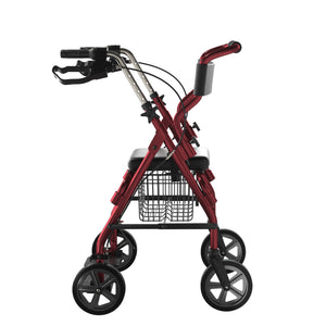 2-in-1 Aluminum Wheelchair Folding 4-Wheel Walker Rollator With Adjustable Handles