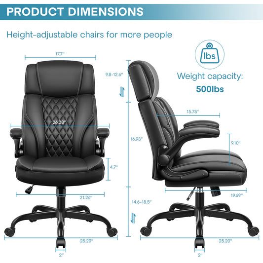 Big and Tall  Leather Executive Back Support Office Chair With Adjustable Headrest 688