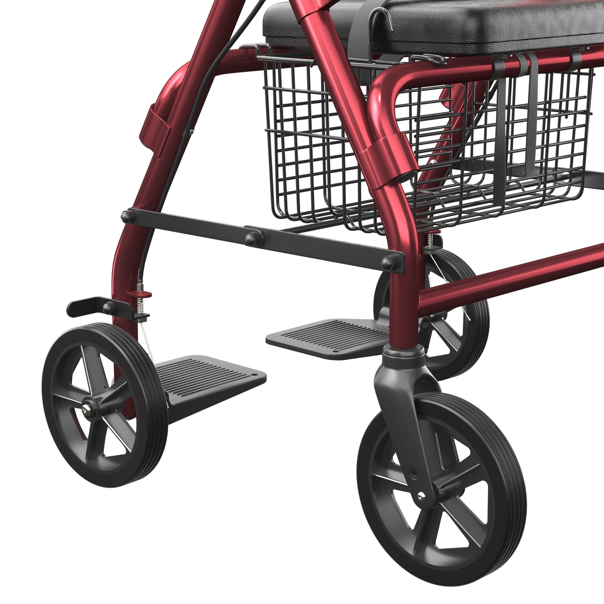 2-in-1 Aluminum Wheelchair Folding 4-Wheel Walker Rollator With Adjustable Handles