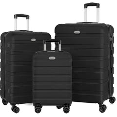 ANTAKO 3 Piece Luggage Set, Hardside Carry On Luggage Lightweight Durable Suitcase with TSA Lock Spinner Wheels 20"24"28", Black