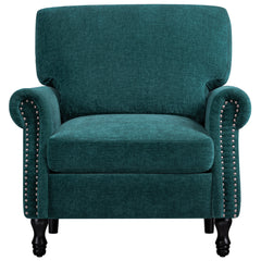 Modern Accent Chair Armchair, Linen Fabric Upholstered Comfy Single Sofa with Solid Wood Frame for Living Room