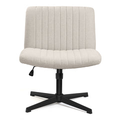 Armless Criss Cross Legged Chair without Wheels, Swivel Home Office Chair Adjustable Height, Perfect for Workstation Chair, Wide Seat Vanity Task Chair,