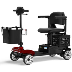 COOLHUT Upgrade 4 Wheels Mobility Scooter for Seniors with Removable Battery, 25+ Mile Range Foldable Electric Powered Mobility Wheelchair Device with Foldable Back Baskets, Fits in Car Trunk