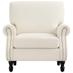 COOLHUT Modern Accent Chair Armchair, Linen Fabric Upholstered Comfy Single Sofa with Solid Wood Frame for Living Room