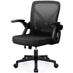 Office Chair, Ergonomic Home Computer Desk Chairs, Comfy Breathable Mesh Chair with Adjustable Lumbar Support Flip-up Armrests