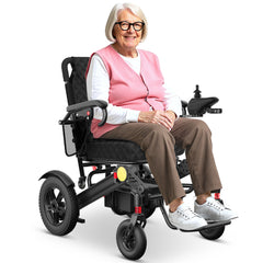 COOLHUT Electric Wheelchair 30+ Miles Long Travel Range, Foldable & Lightweight Motorized Wheelchair with Safety Features, 2 Lithium Battery, Ideal for Seniors & Travel