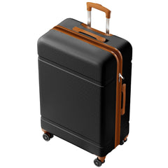 Luggage ABS+PC Hardside Lightweight 28" Suitcase with Spinner Wheels Four Plastic Foot Pads Checked, BlackBrown