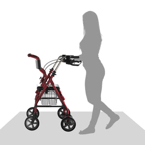 2-in-1 Aluminum Wheelchair Folding 4-Wheel Walker Rollator With Adjustable Handles