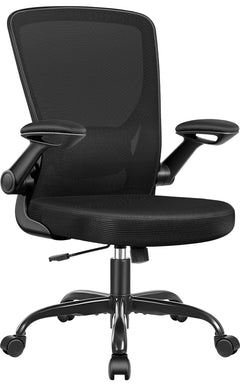 Office Chair, Ergonomic Office Chair, Comfort Home Office Task Chair, Lumbar Support Computer Chair with Flip-up Arms and Adjustable Height