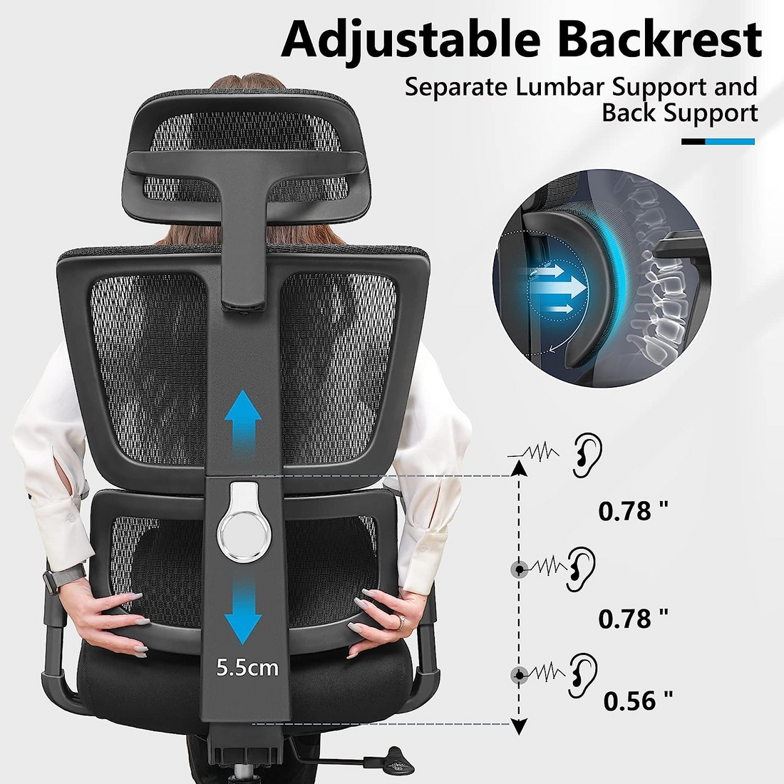 Ergonomic Office Chair With 3D Adjustable Backrest Kerdom