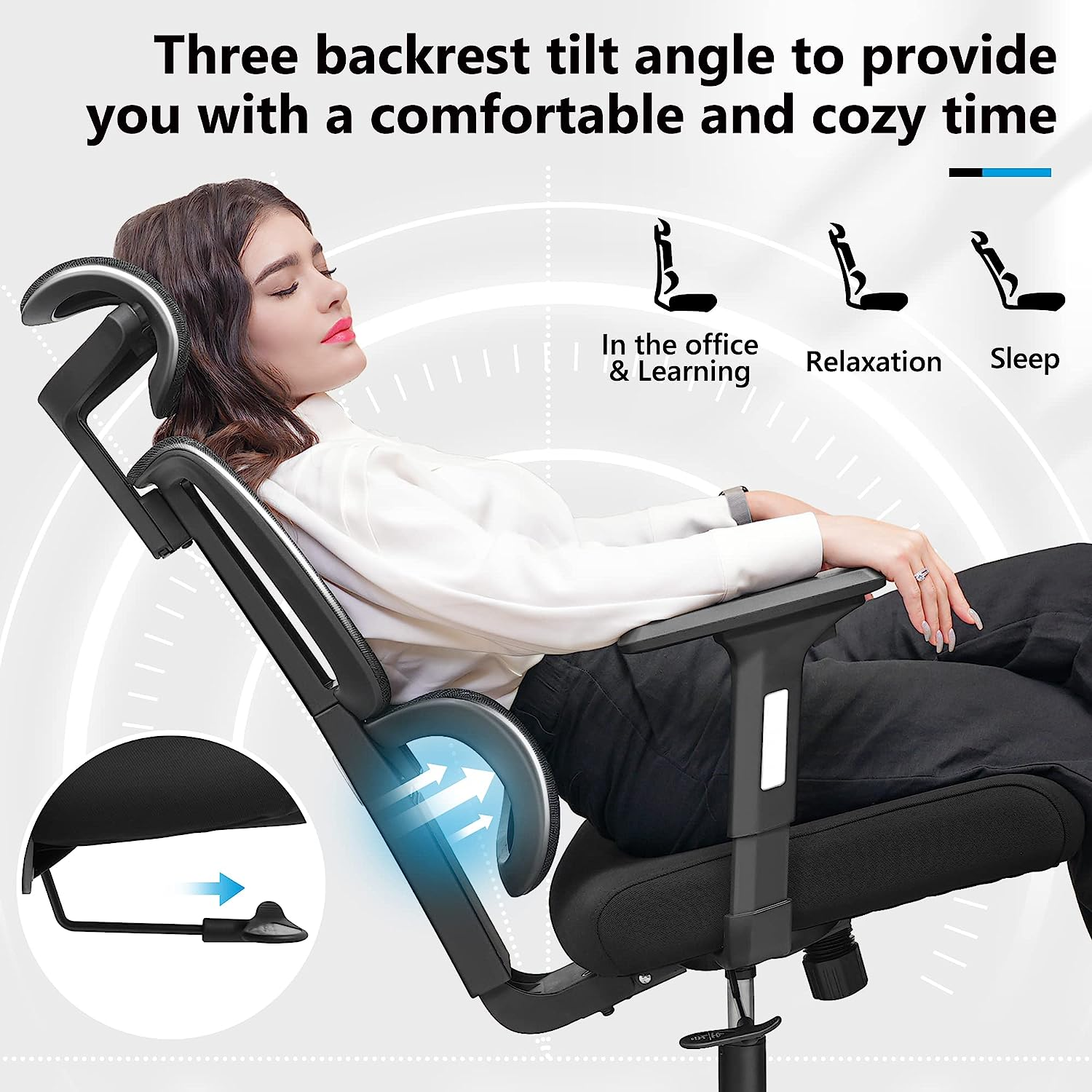  Ergonomic Office Chair Dual Backrests, BV Lumbar Support Office  Desk Chair Back Support, Breathable mesh Office Chair 3D Adjustable Armrest  : Home & Kitchen