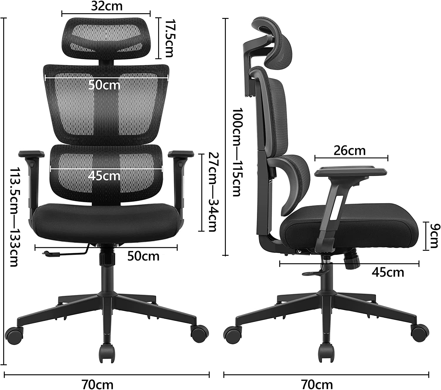 Ergonomic Office Chair With 3D Adjustable Backrest,3D Adjustable Armrest