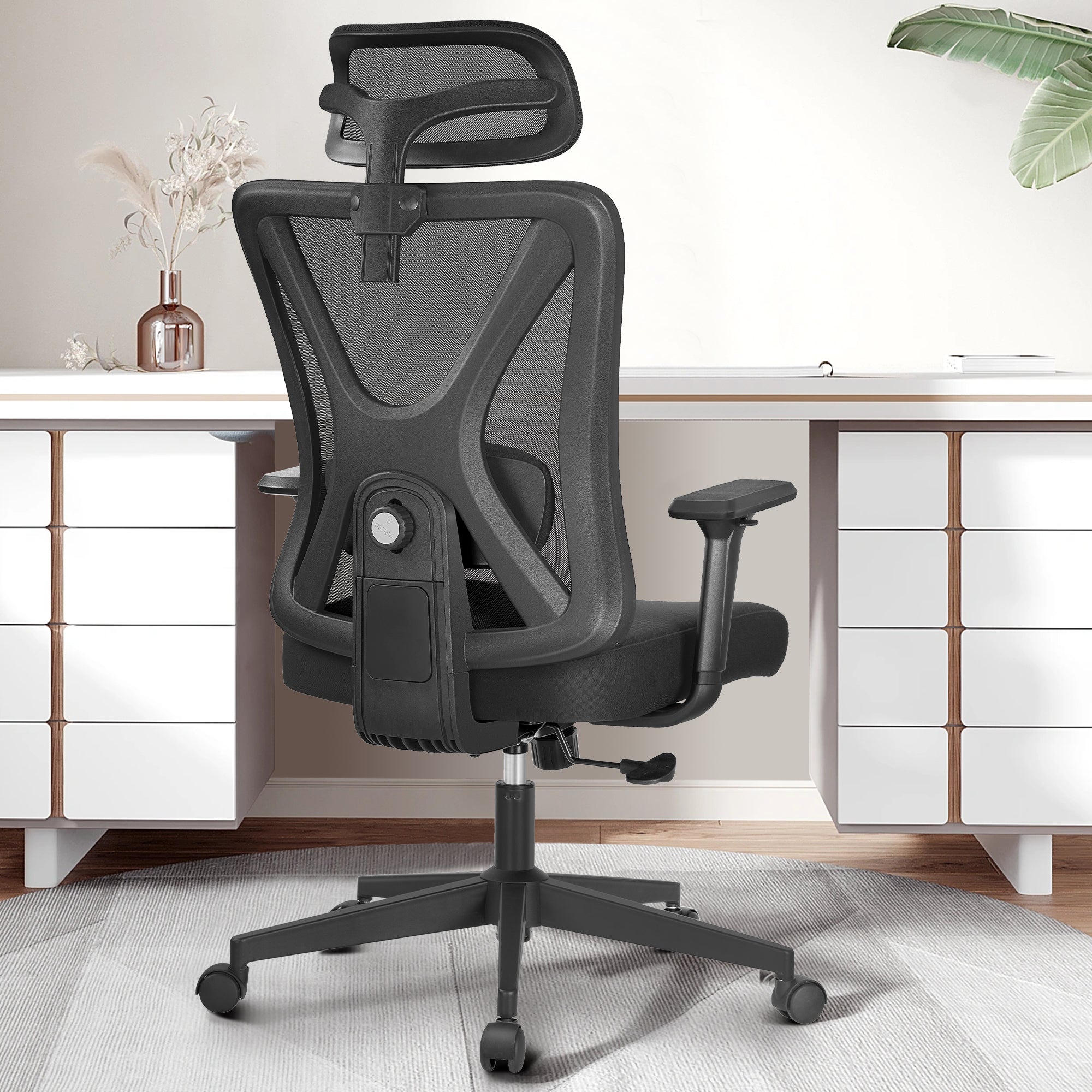 Duramont reclining leather office chair with lumbar discount support