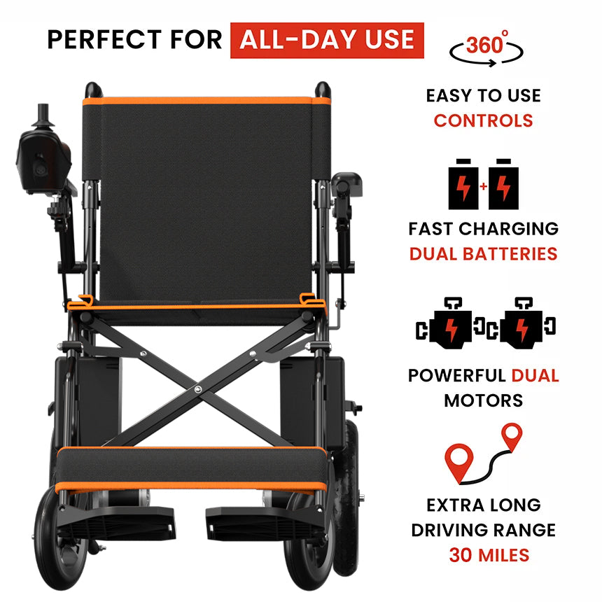 Power Wheelchair for Seniors and Disabled with 2 Batteries