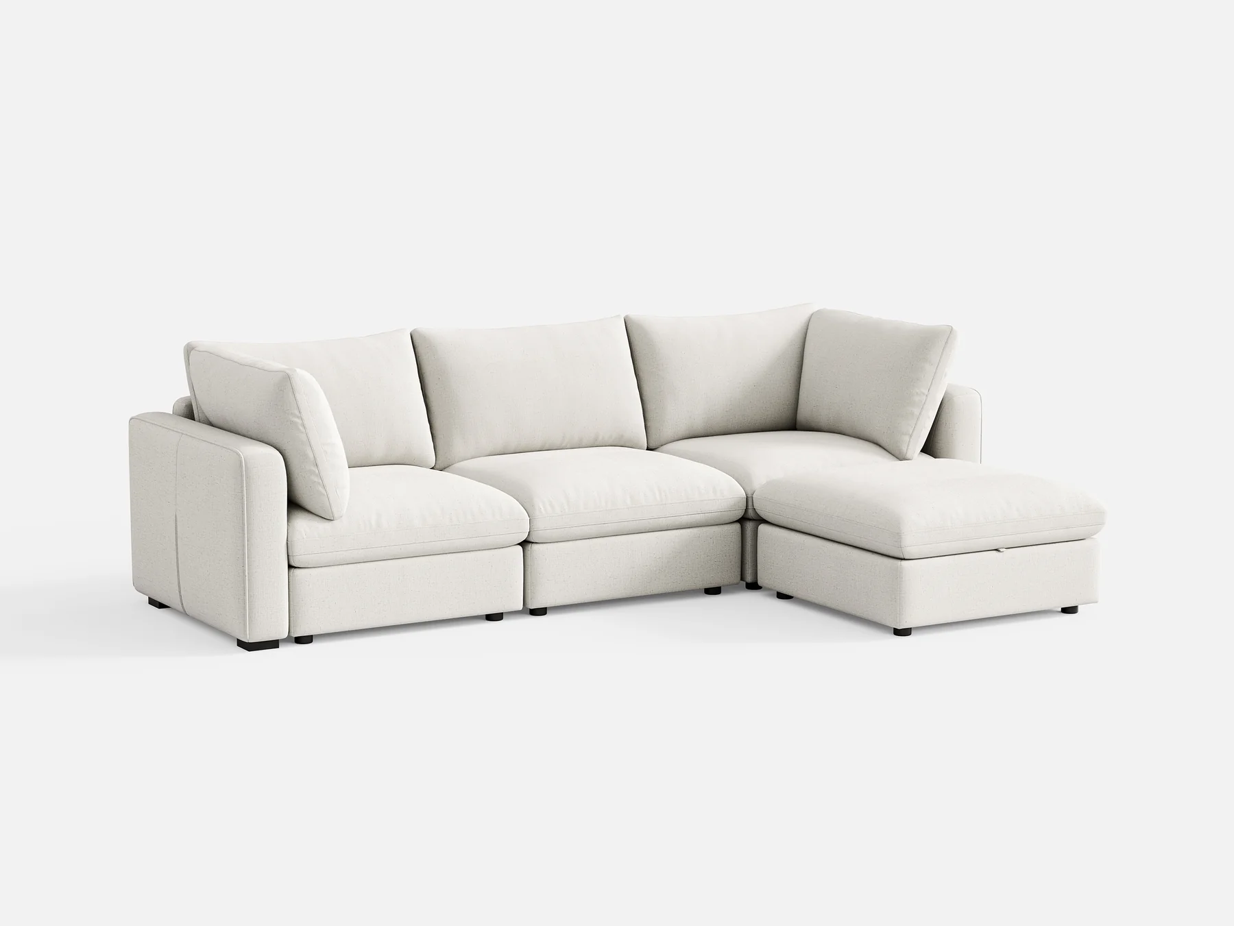 112" 4-Piece Modular White Velvet L-Shape Sectional Sofa