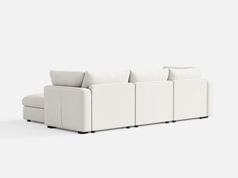 112" 4-Piece Modular White Velvet L-Shape Sectional Sofa