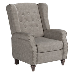 Manual Wingback Recliner Chair, Vintage Accent Chair, Upholstered Single Sofa with Adjustable Backrest and Footrest, Fabric Leisure Chair for Living Room Bedroom