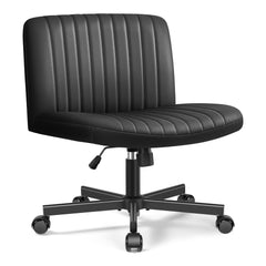 Armless Criss Cross Legged Chair With Wheels, Swivel Home Office Chair Adjustable Height, Perfect for Workstation Chair
