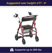 2-in-1 Aluminum Wheelchair Folding 4-Wheel Walker Rollator With Adjustable Handles