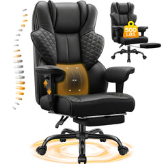 COOLHUT Big and Tall Office Chair 400lbs, Heavy Duty Ergonomic Office Desk Chair with Deluxe Embossing PU Leather with Footrest, Executive Gaming Chair with Lumbar Support
