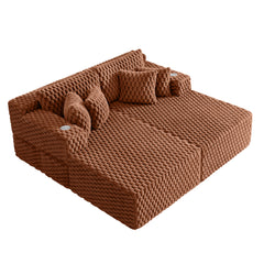 COOLHUT 74.8" Oversize Double Lounge Chaise Sofa Bed, Corduroy Sleeper Sofa, Deep Seat Floor Sofa with Pillows, Fluffy Sofa for Living Room, Apartment and Bedroom, No Assembly Required