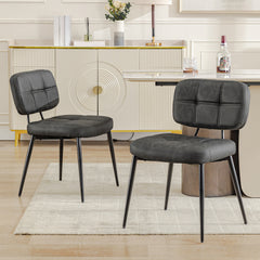 COOLHUT Dining Chair Set of 2, Upholstered Side Chairs for Family Dining Room or Restaurant Suede, PU Leather Dining Room Chairs for Kitchen, Living Room