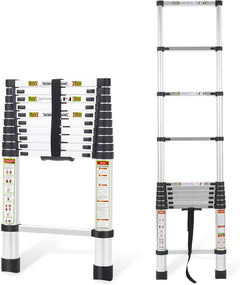 Telescopic Ladder, 12.5FT RIKADE Aluminum Telescoping Ladder with Non-Slip Feet, Portable Extension Ladder for Household and Outdoor Working,330lb Capacity (3.8m/12.5FT)