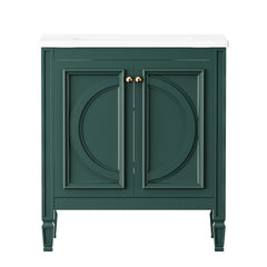 COOLHUT 24" Bathroom Vanity with Ceramic Basin and 2 Doors, Freestanding Bathroom Vanity and Sink Set