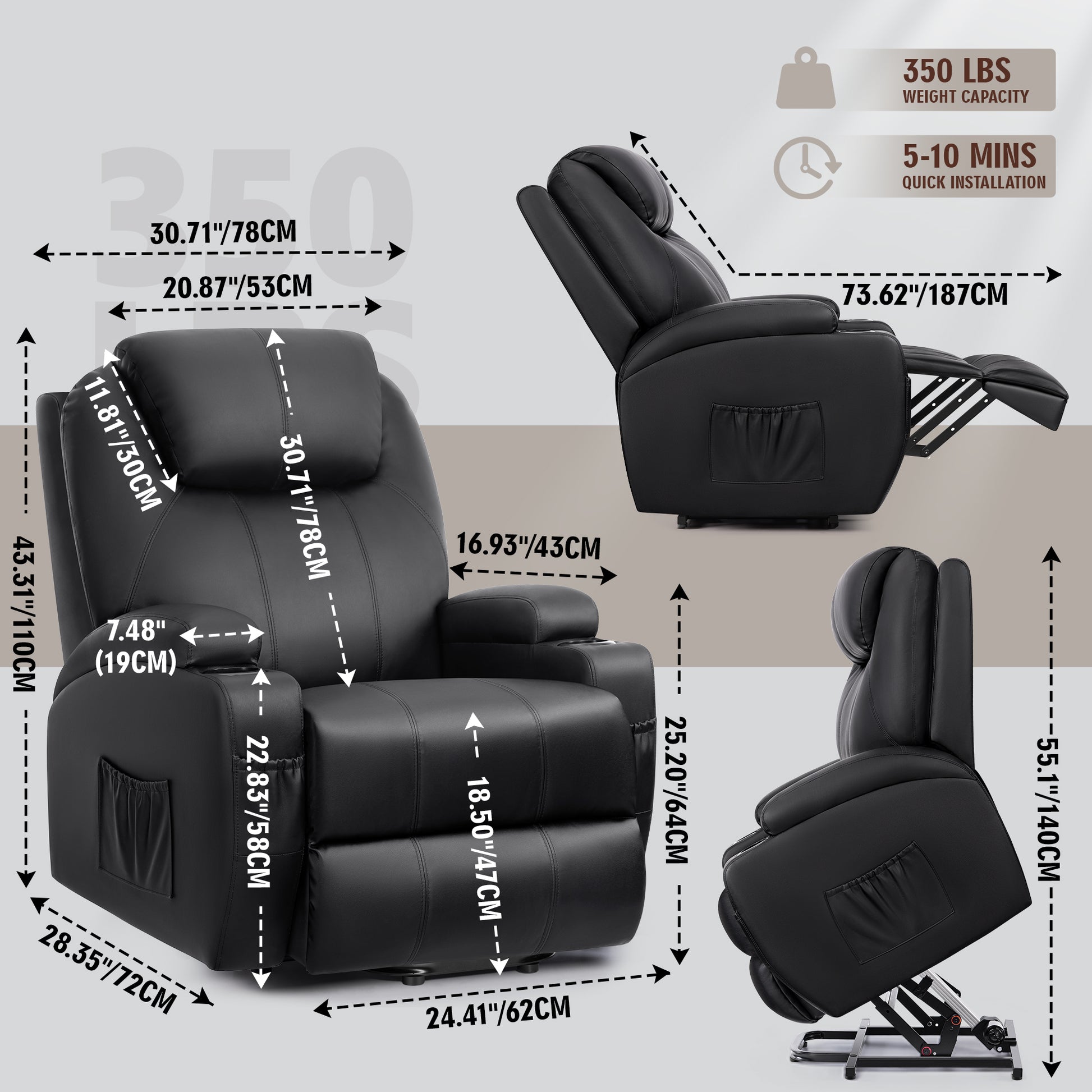 5032 Infinite Position Power Lift Recliner Chair w/ Massage & Heat