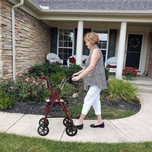 2-in-1 Aluminum Wheelchair Folding 4-Wheel Walker Rollator With Adjustable Handles