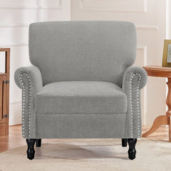 Accent Chair Armchair, Fabric Upholstered Comfy Single Sofa with Solid Wood Frame