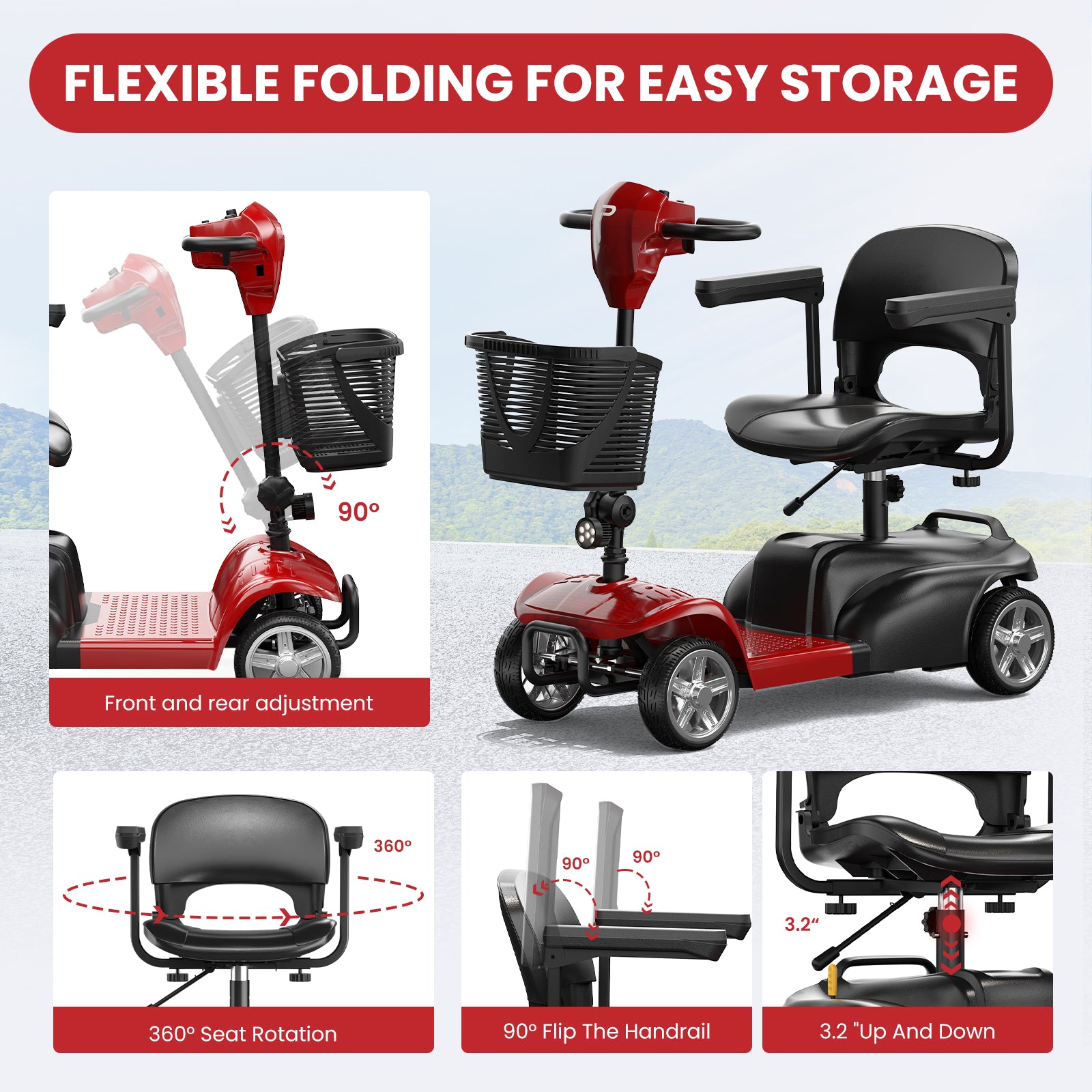 Foldable Mobility Scooter for Seniors KERDOM – Kerdom