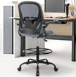 Ergonomic Drafting Chair with Adjustable Foot Ring and Flip-Up Arms